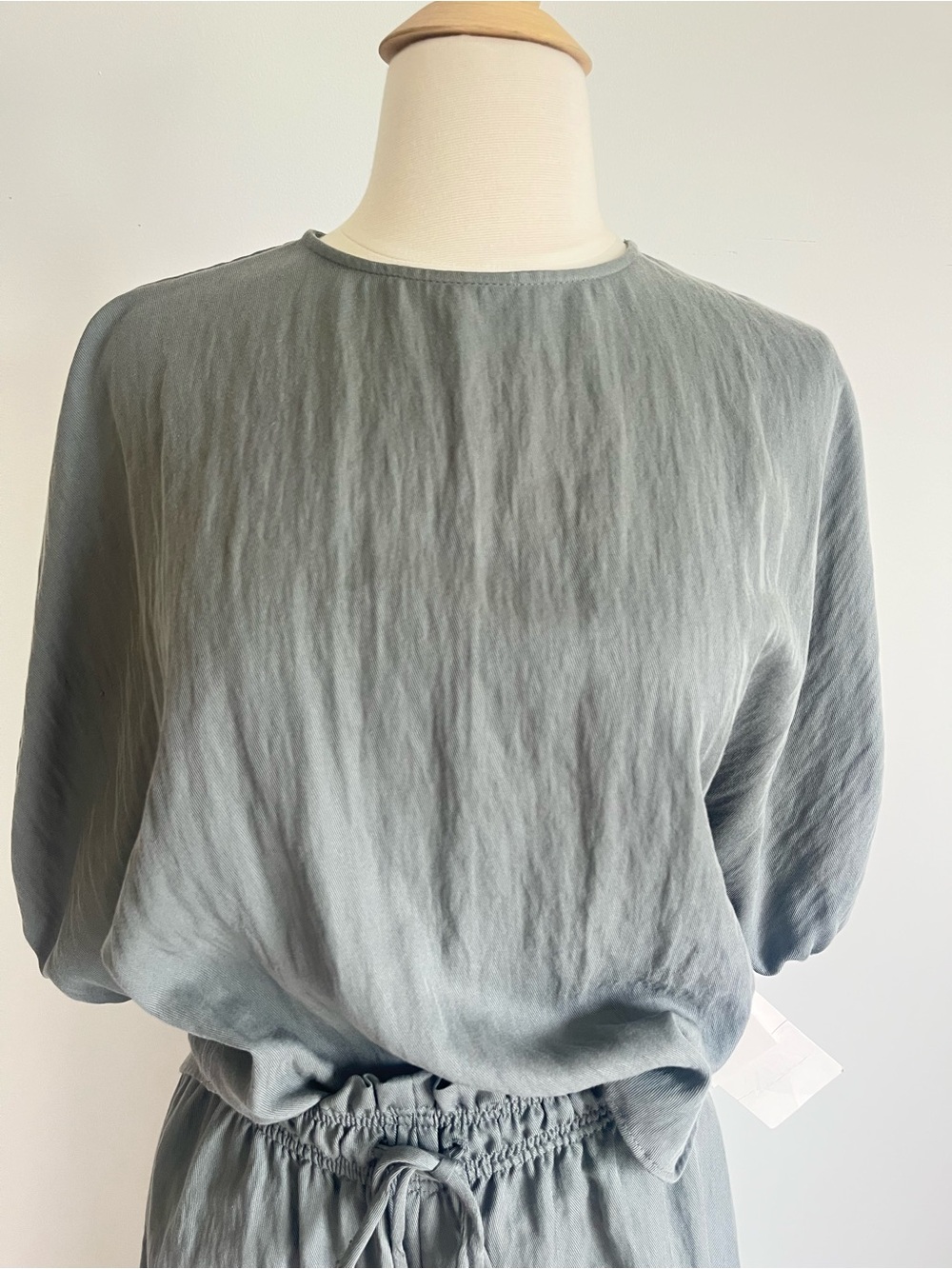 NWT - ZARA 2pc set Relaxed Wide-Leg pant and top in blue Gray Size Medium - Picture 2 of 11